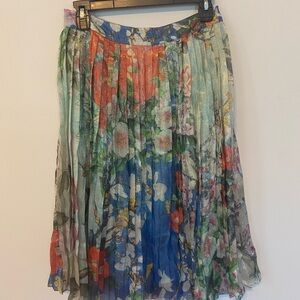 Hemant & Nandita X Anthropologie Floral Pleated Skirt SZ 6 NWT